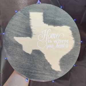 Texas wood round sign